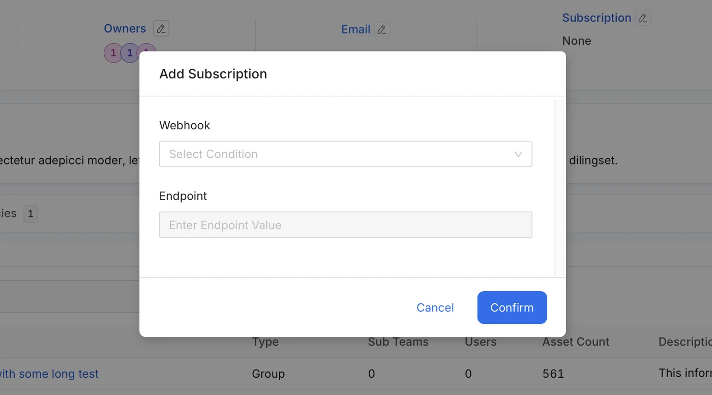 Add Subscription dialog
