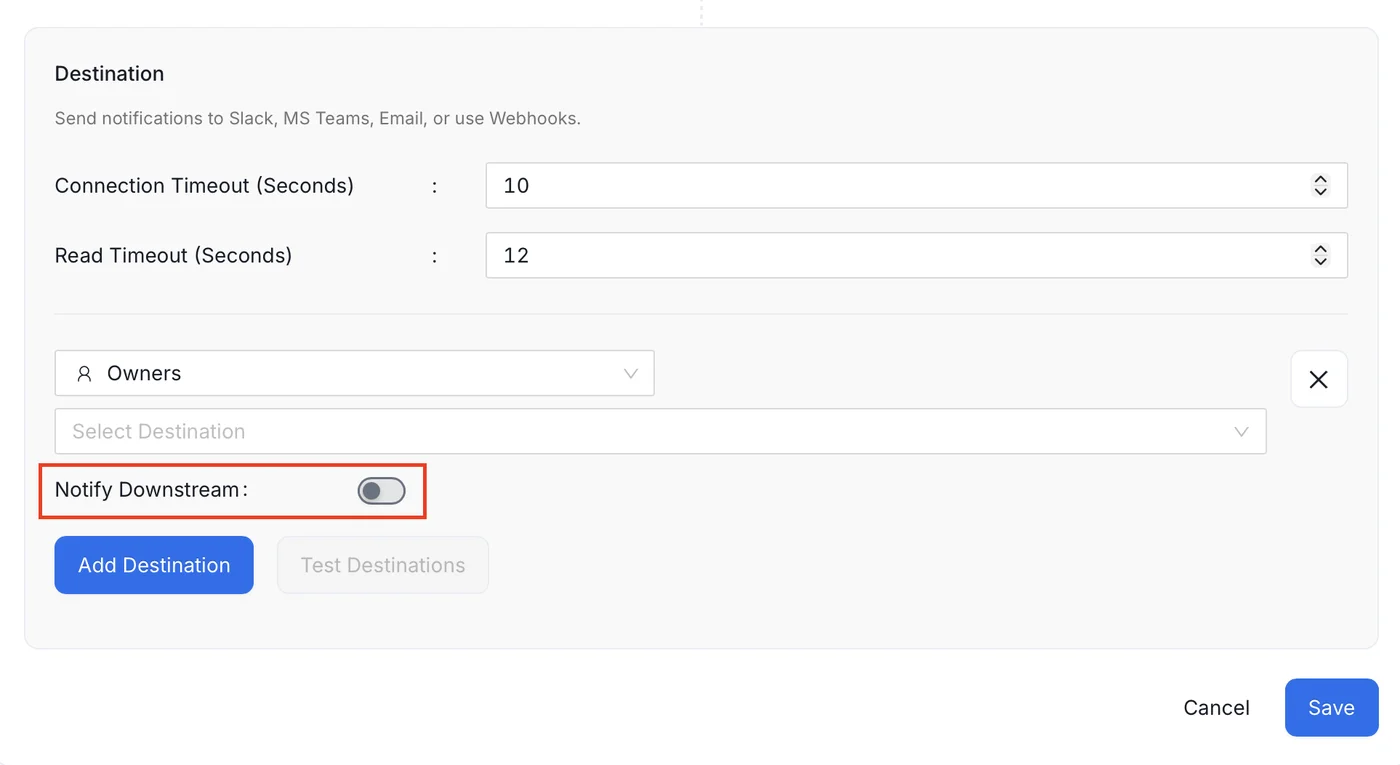 Notify Downstream toggle