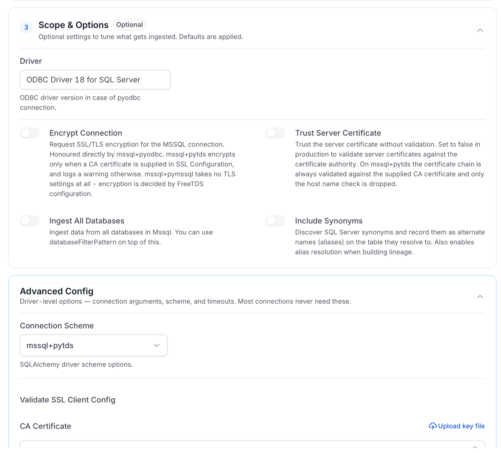 Configure Scope and Options