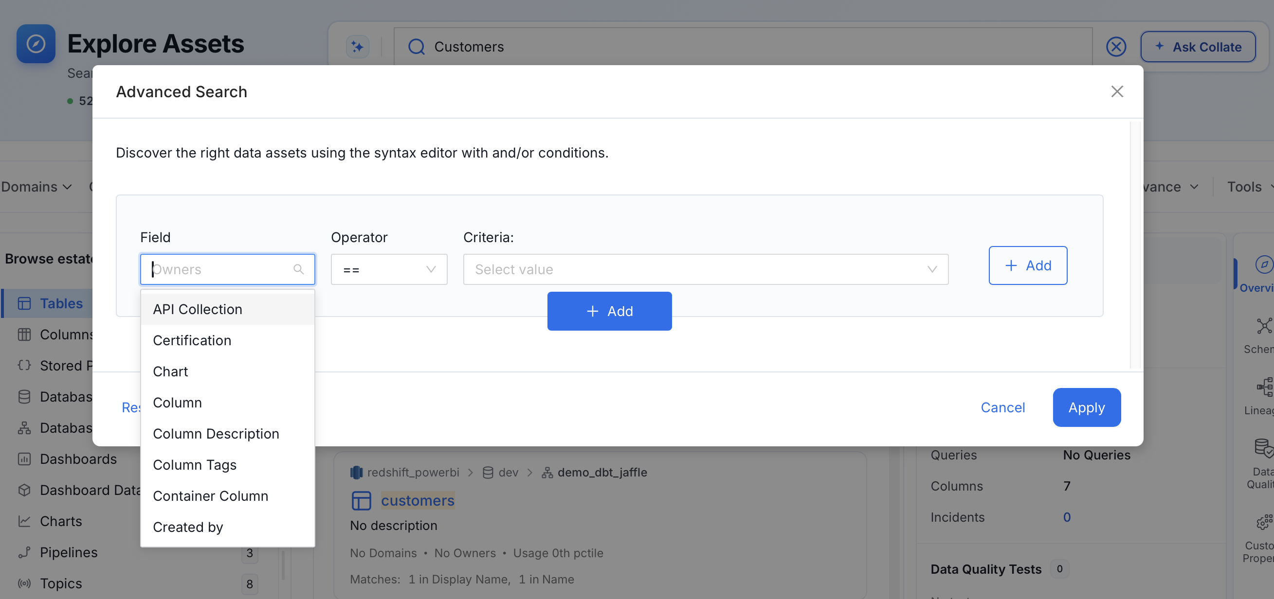 Add Complex Queries using Advanced Search