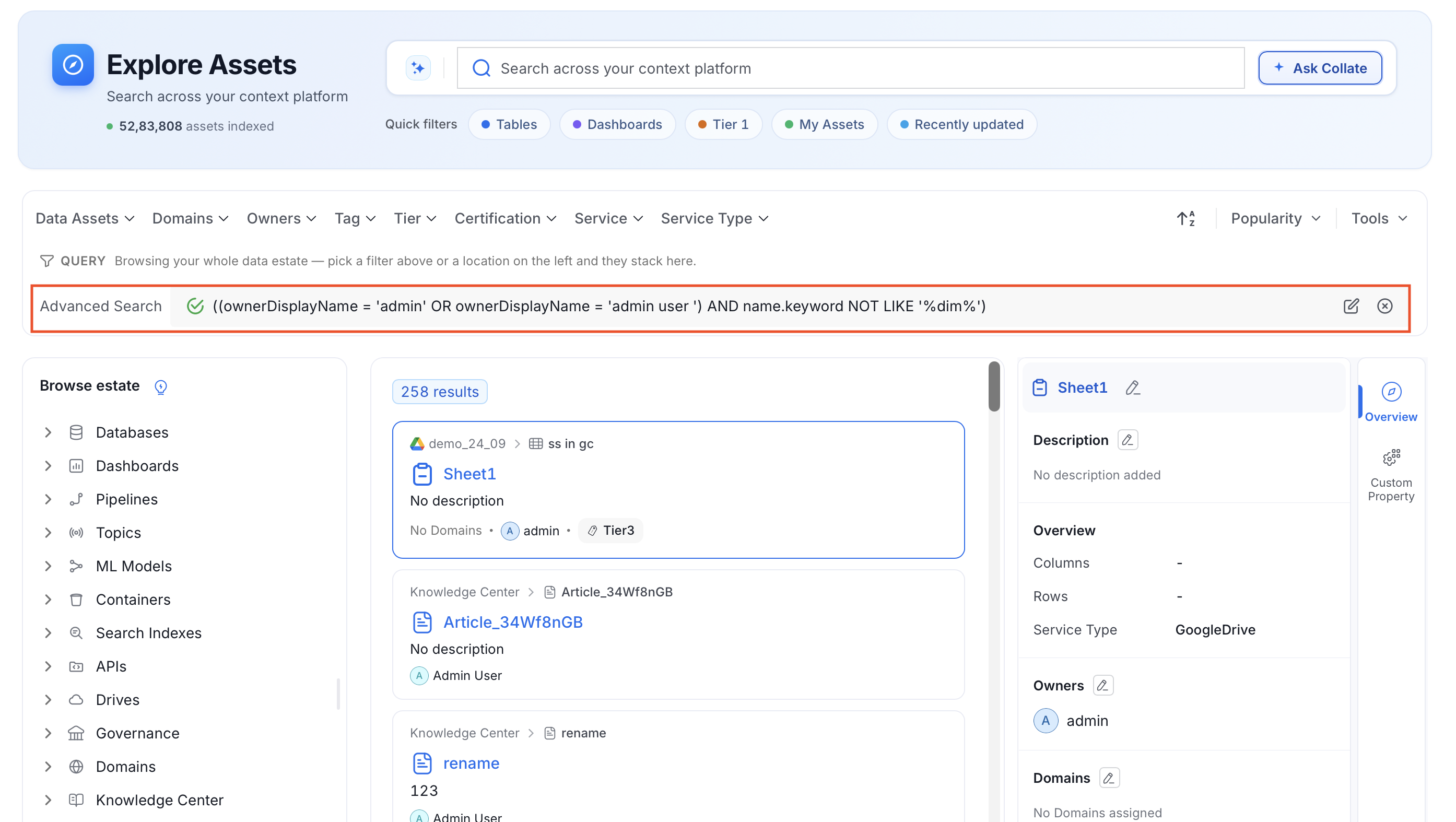Advanced search results