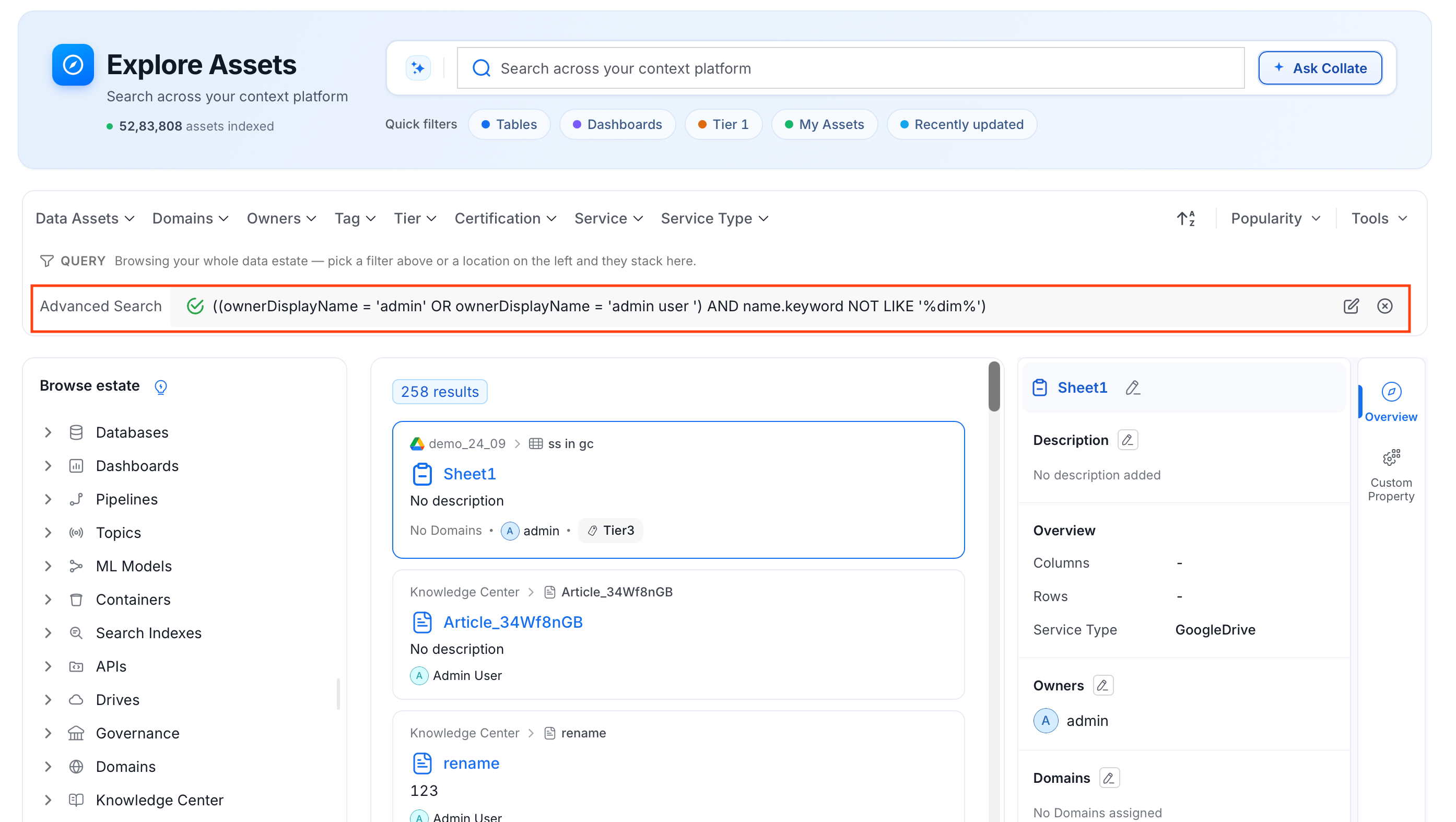 Advanced search results