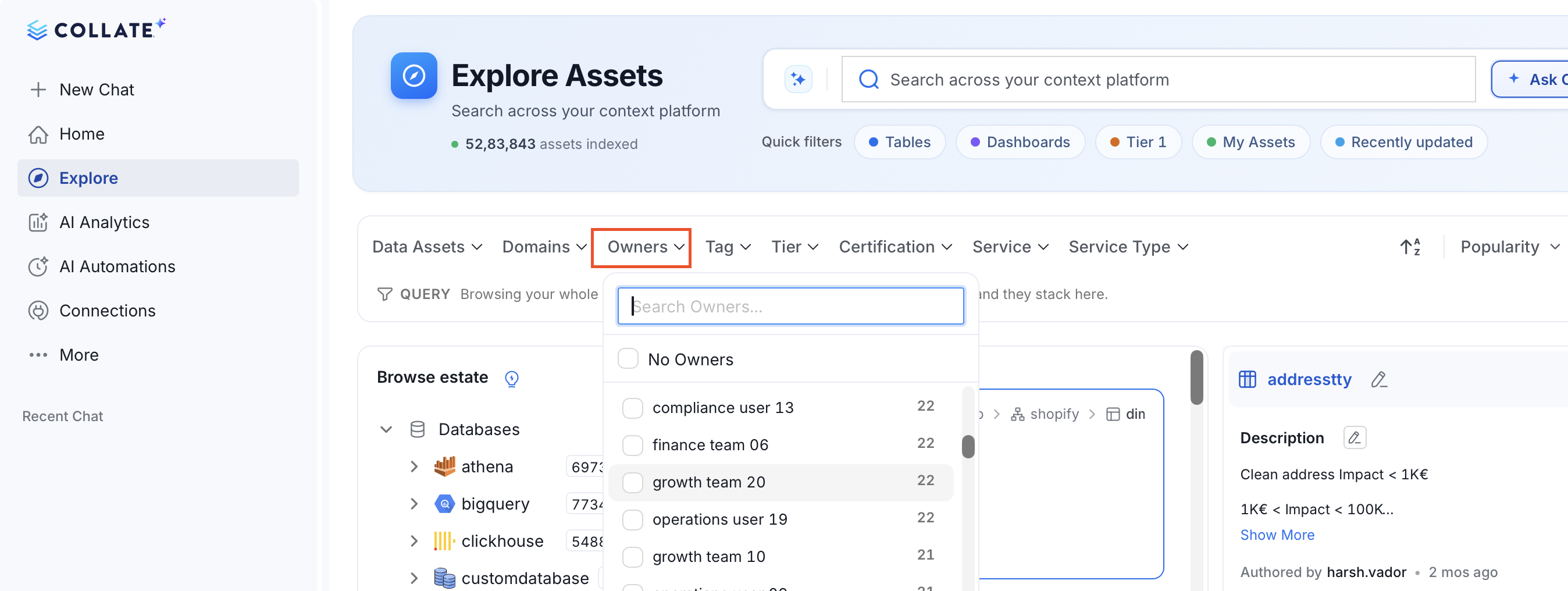 Filter by Asset Owner