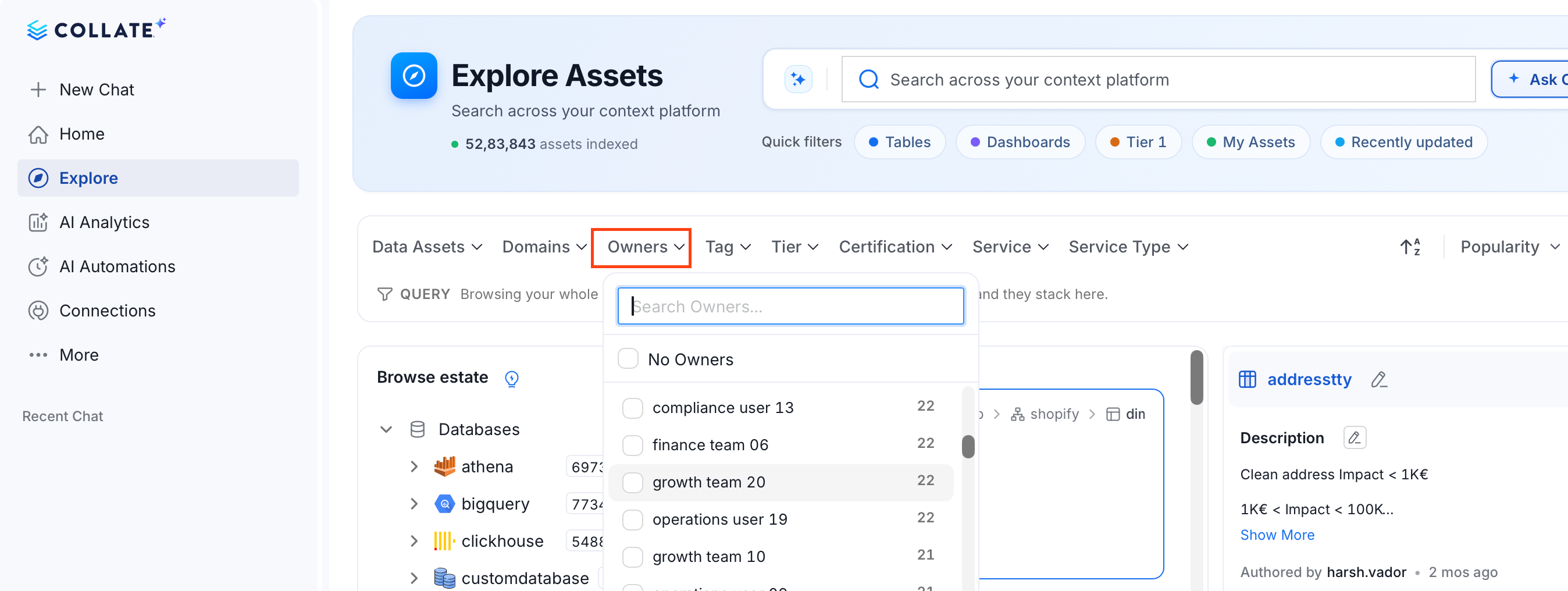 Filter by Asset Owner