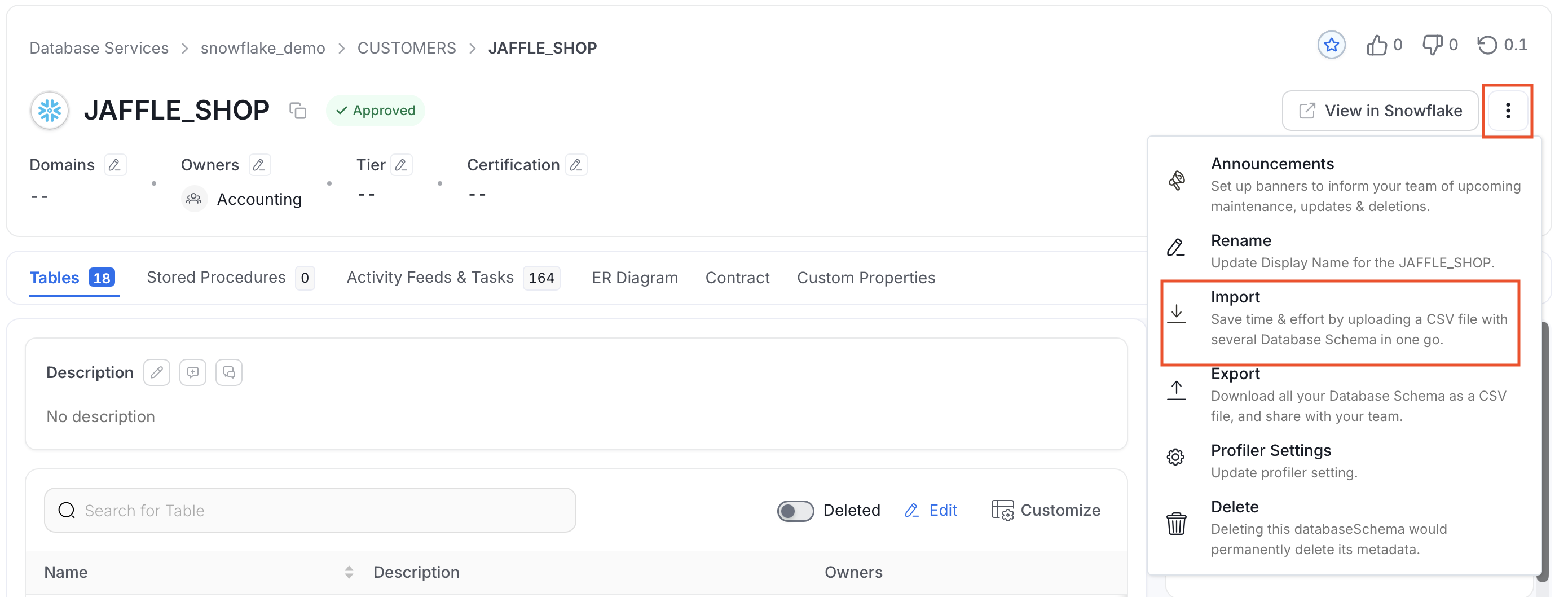Import a Database Schema