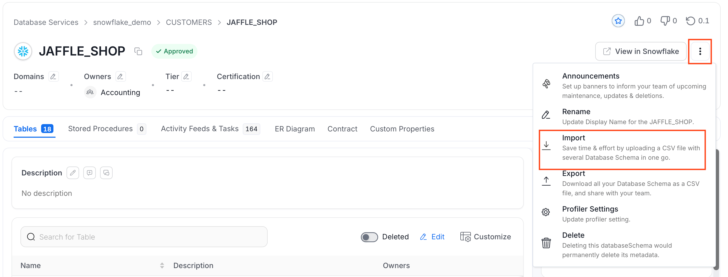 Import a Database Schema