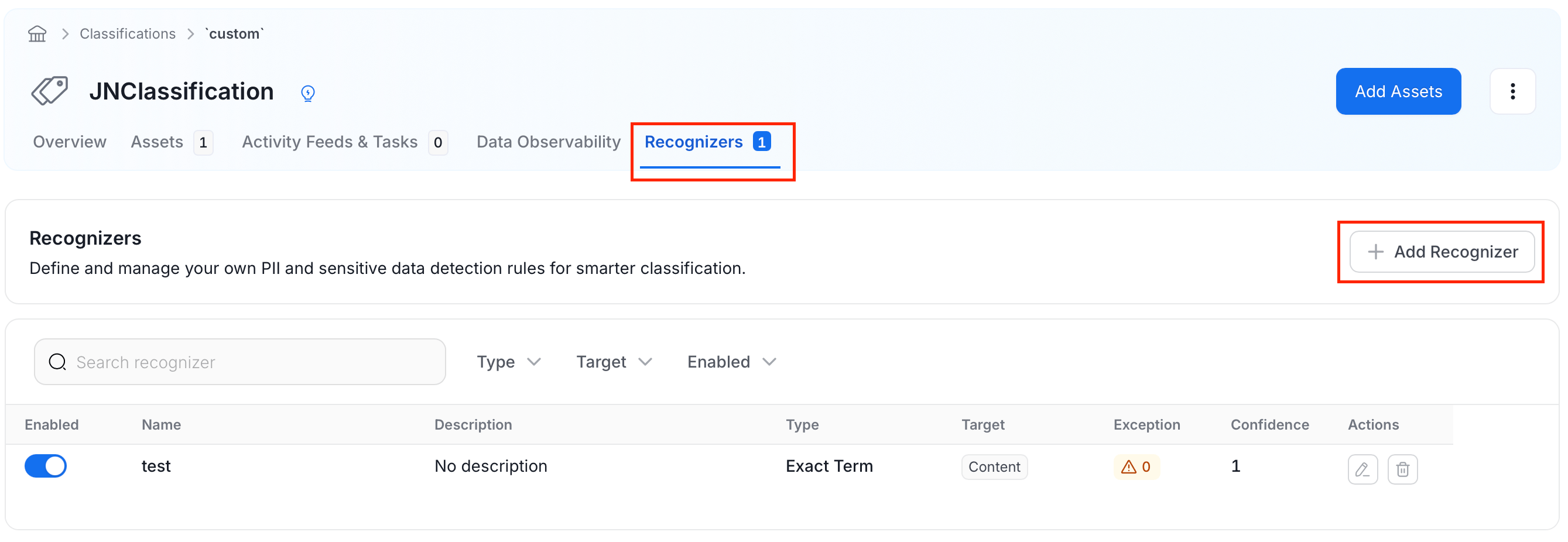 Add Recognizer
