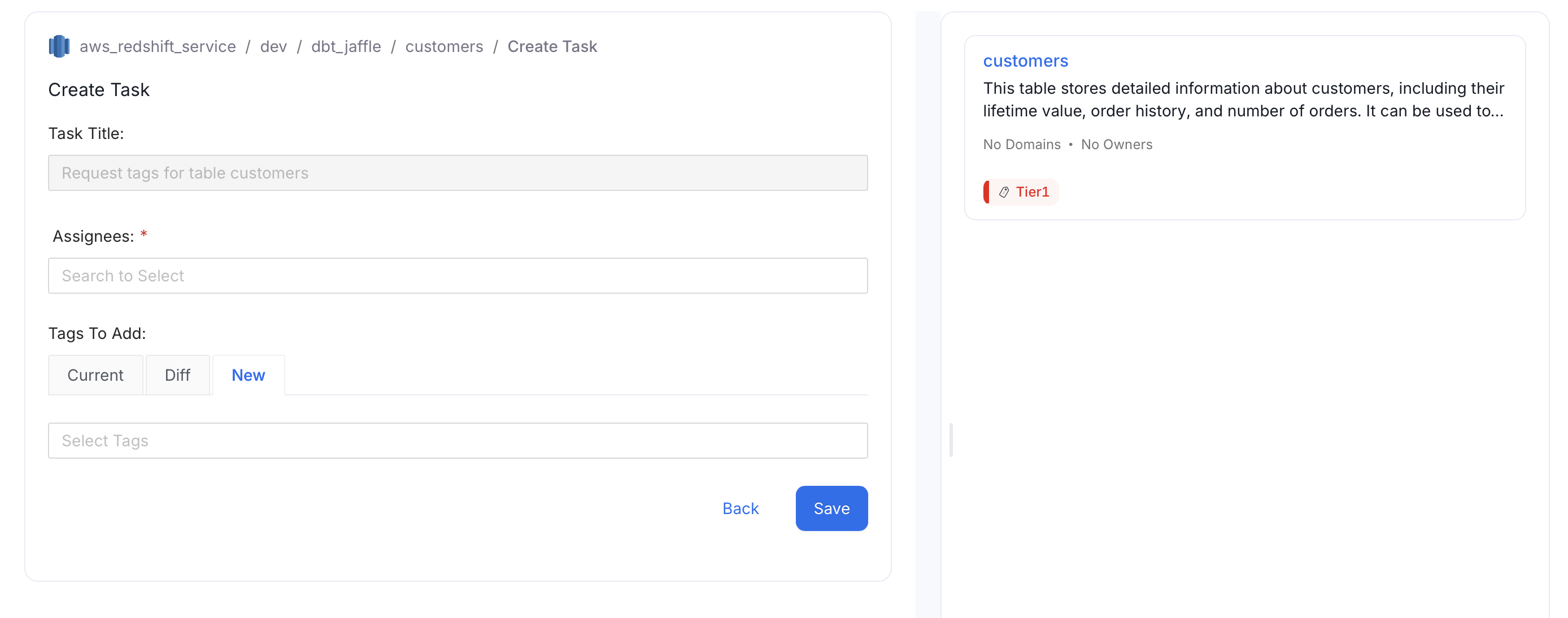 Add a Task: Request to Update Tags