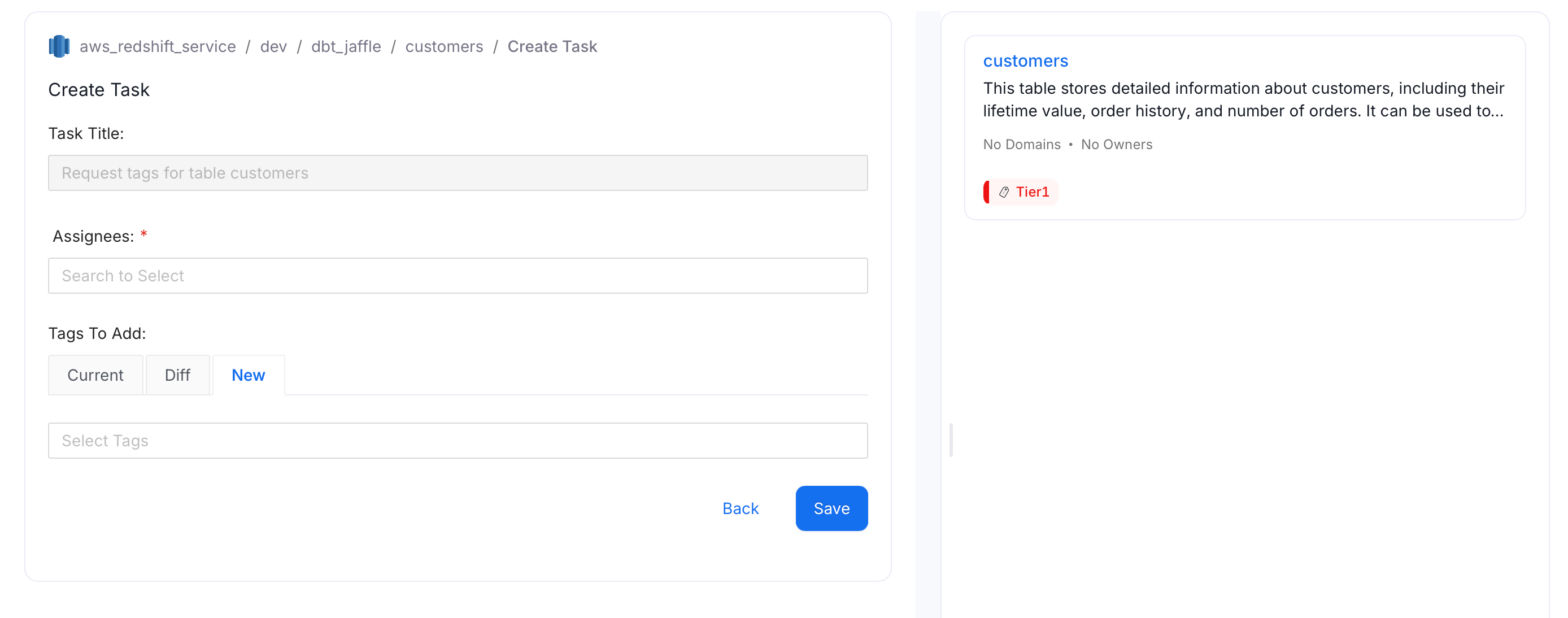 Add a Task: Request to Update Tags