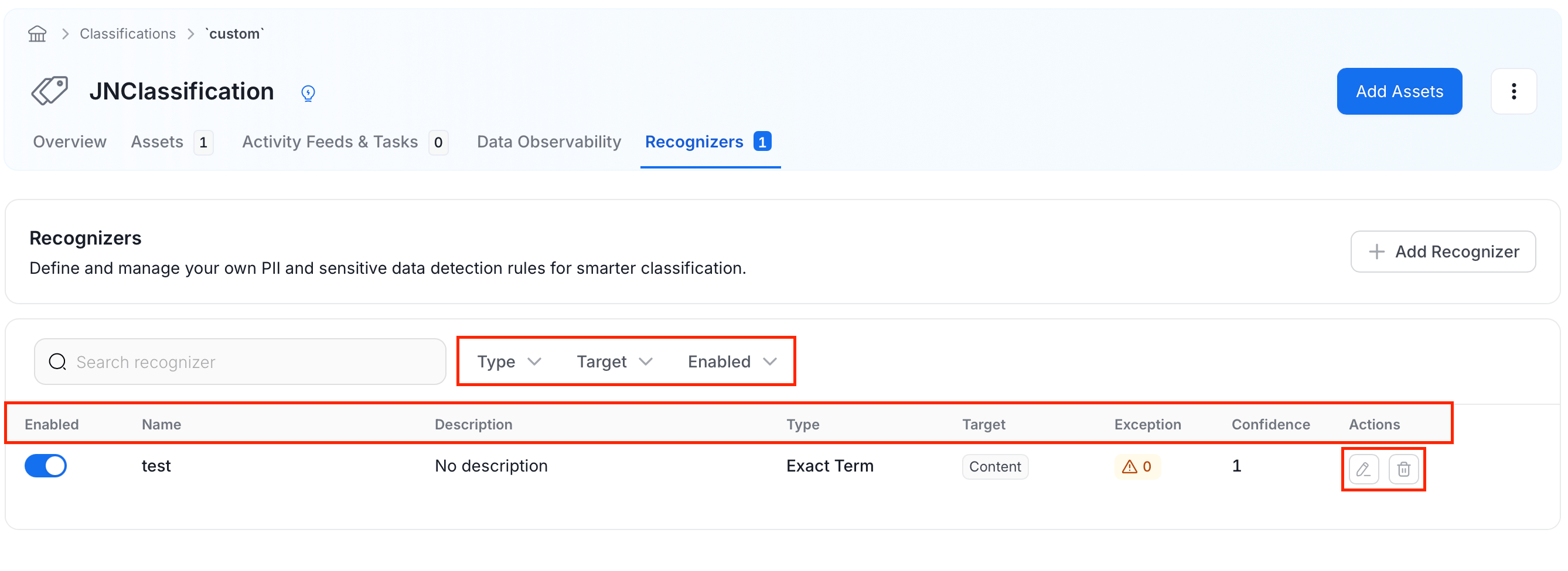 Manage Recognizers