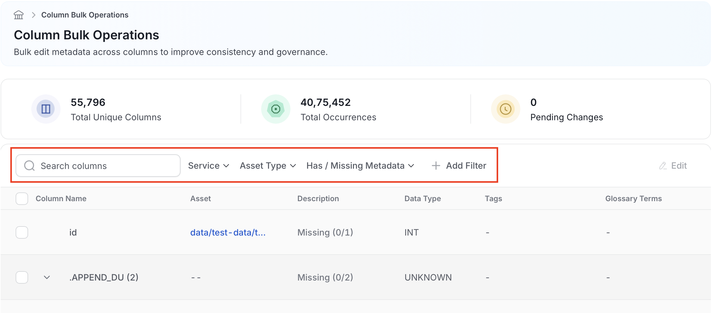 Search for Column Name
