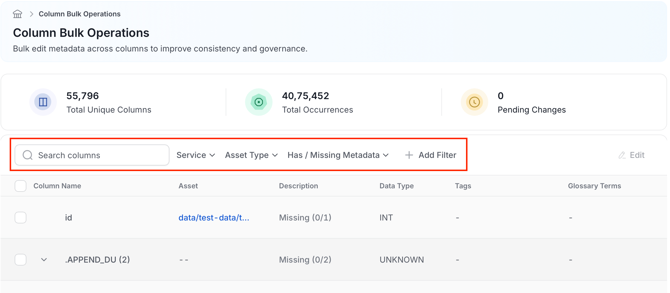Search for Column Name