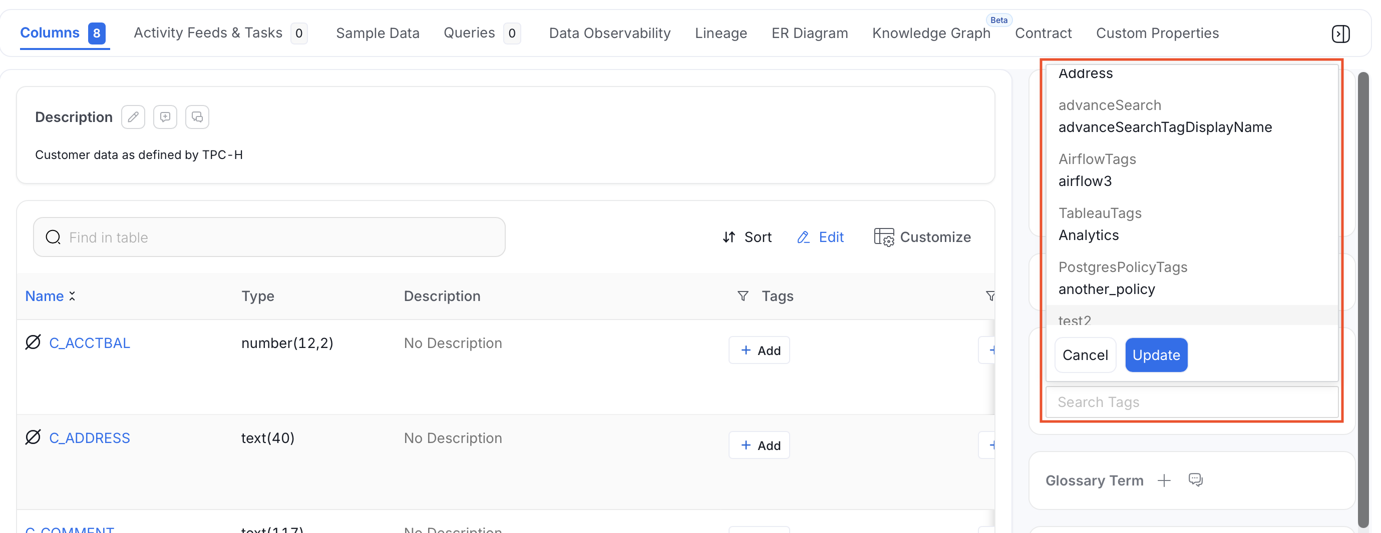 Search and Select Tags