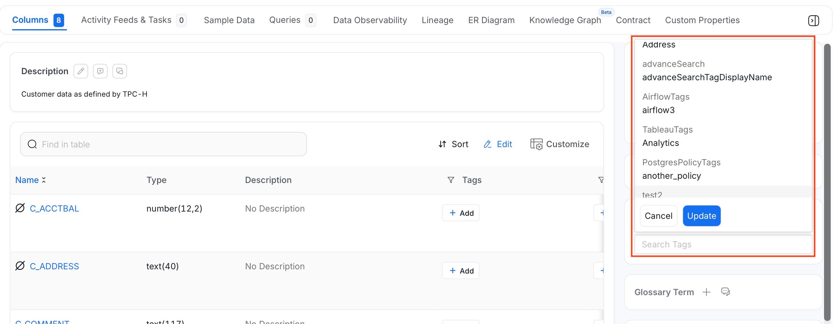 Search and Select Tags