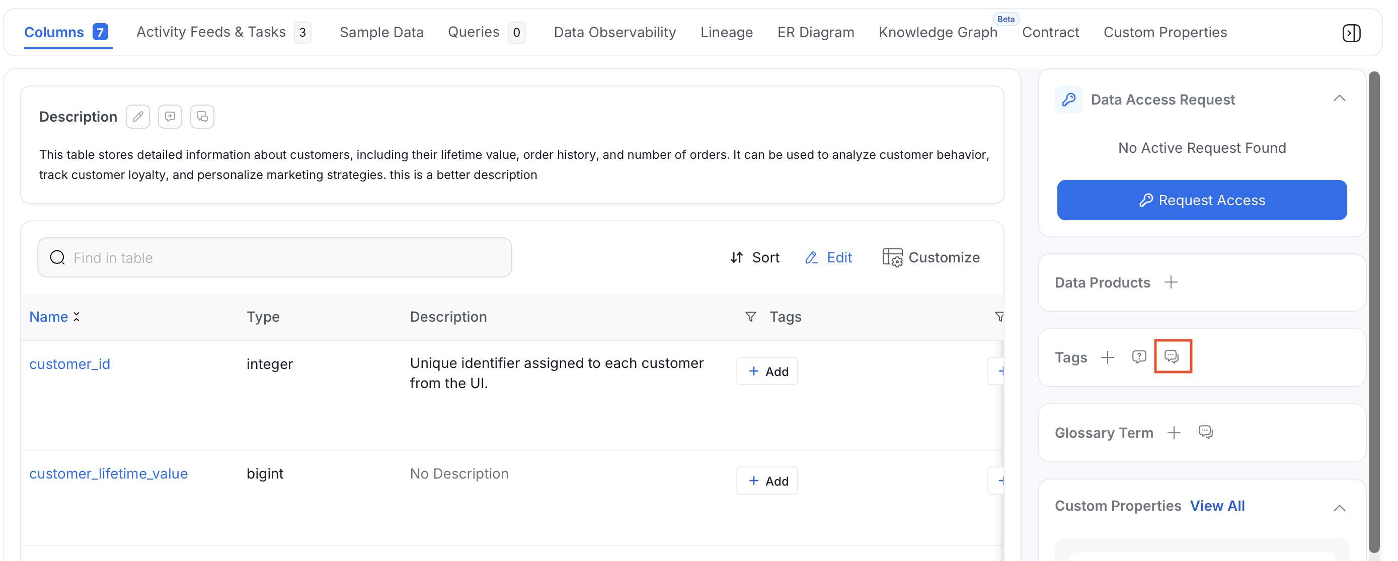 List Conversation icon next to Tags