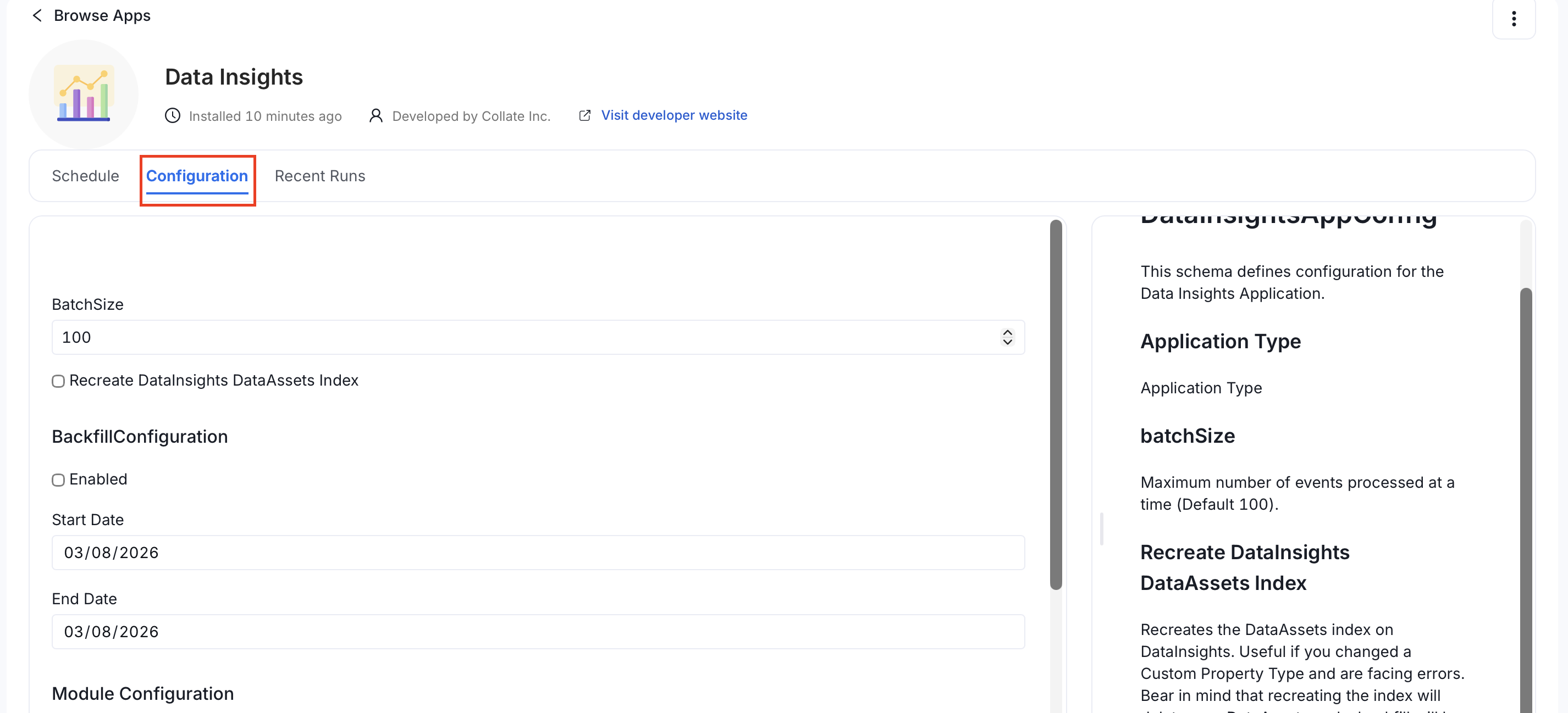 Reconfigure Data Insights