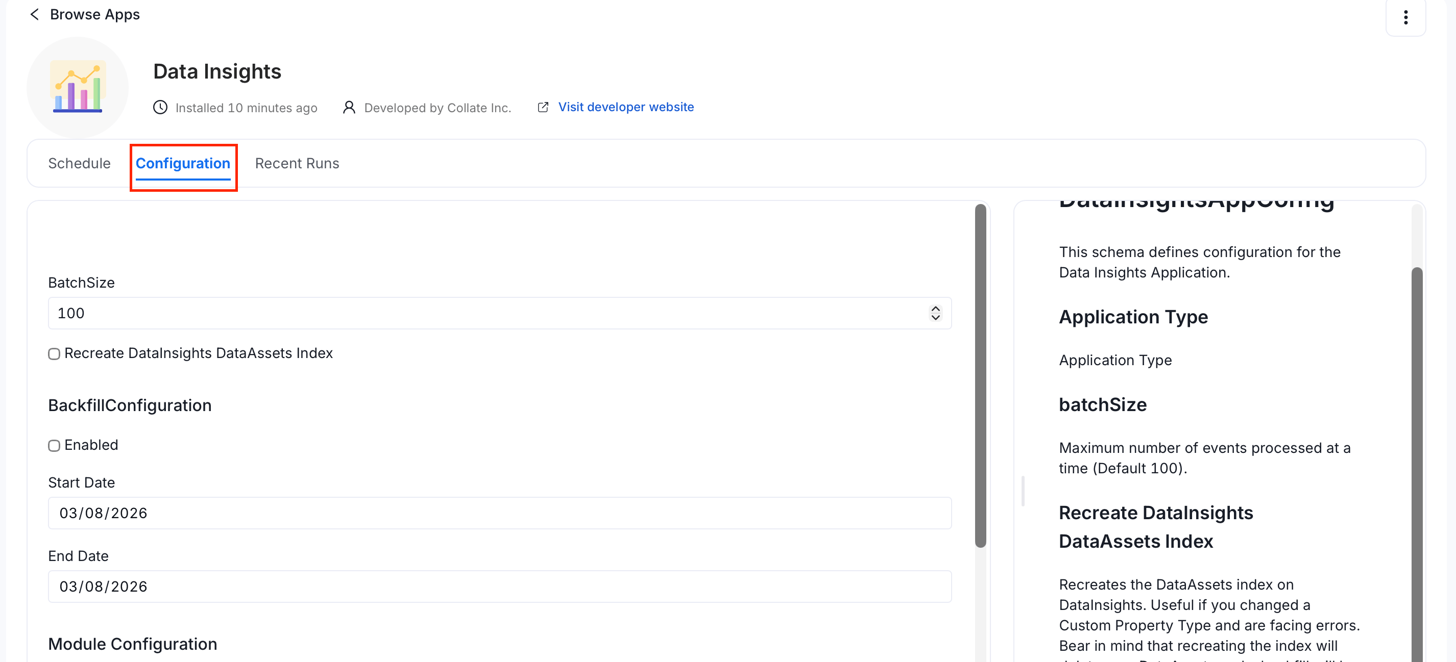 Reconfigure Data Insights