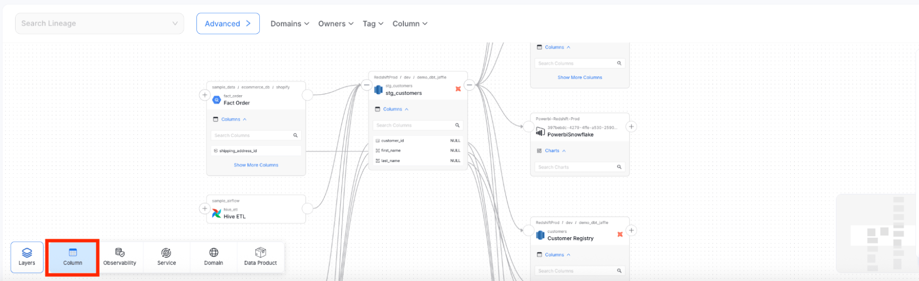 Column Layer in Lineage