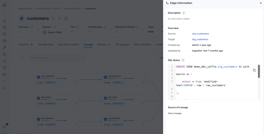 Lineage Explorer Explore the Lineage View | Official Documentation - Collate Documentation