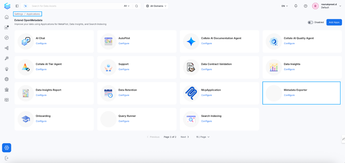 Metadata Exporter Application - Collate Documentation