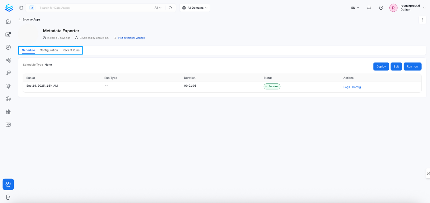 Metadata Exporter Application - Collate Documentation