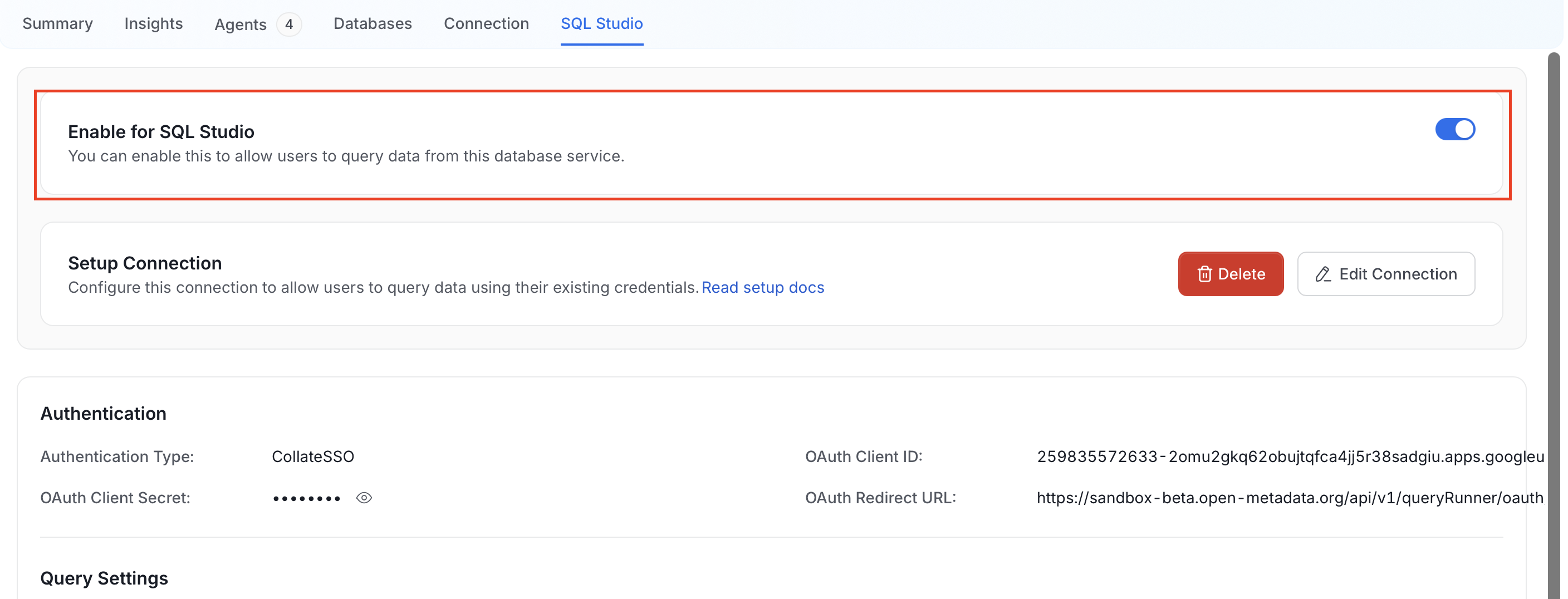 Enable SQL Studio