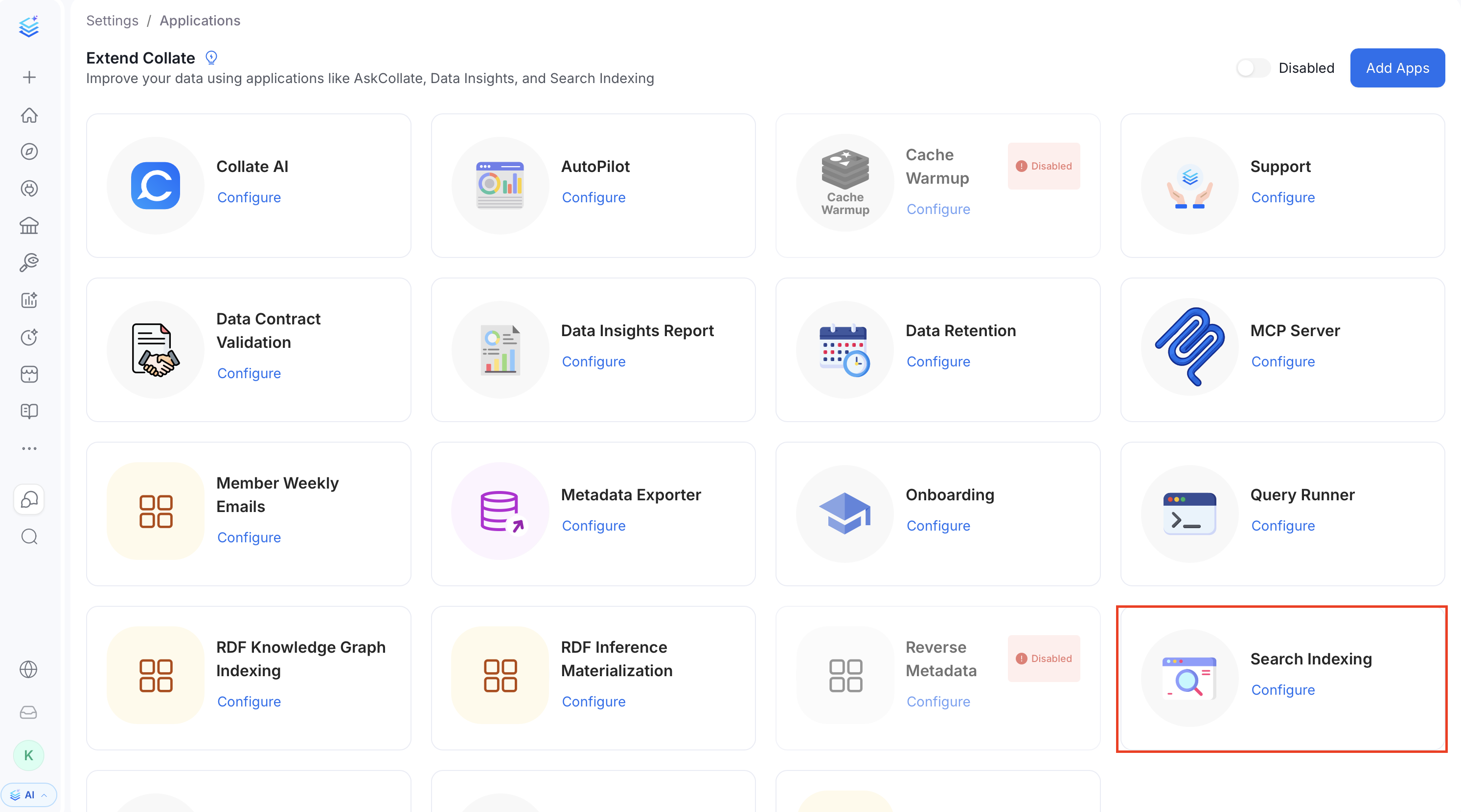 Open the Search Indexing application