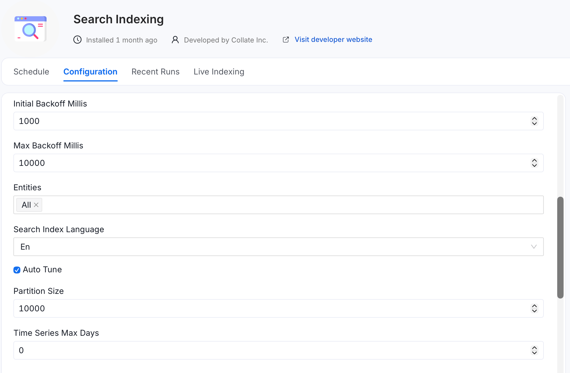 Search Indexing configuration, part 2