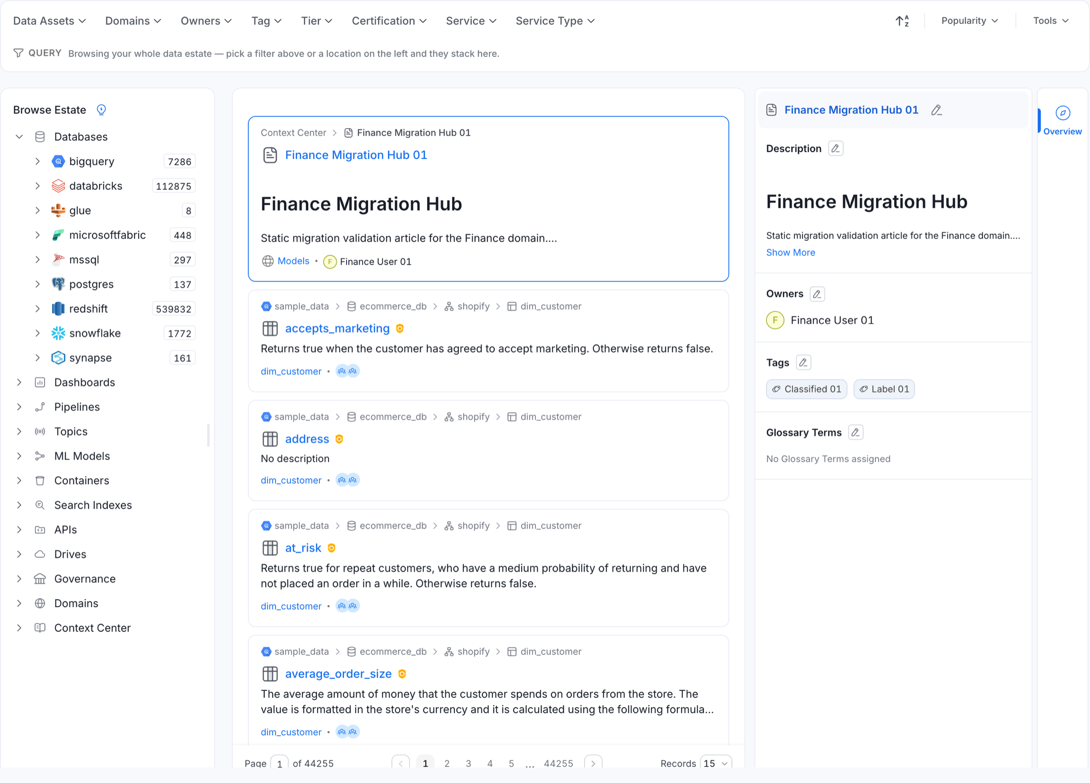 Collate 2.0 Explore page showing the Browse Estate panel, the query bar and result cards
