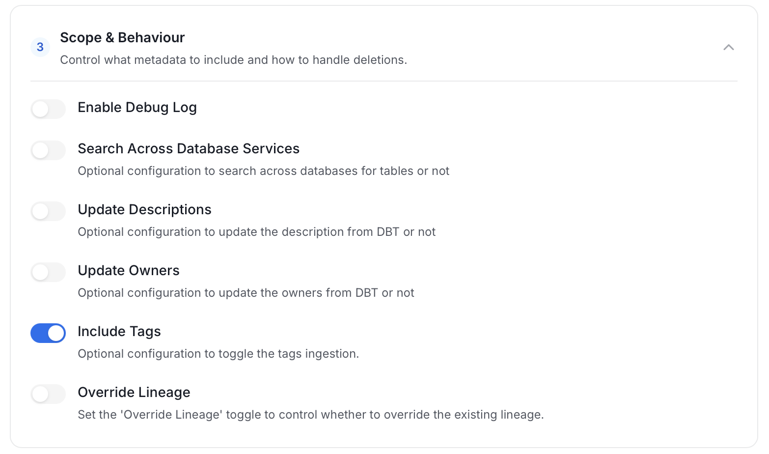 Update Descriptions toggle