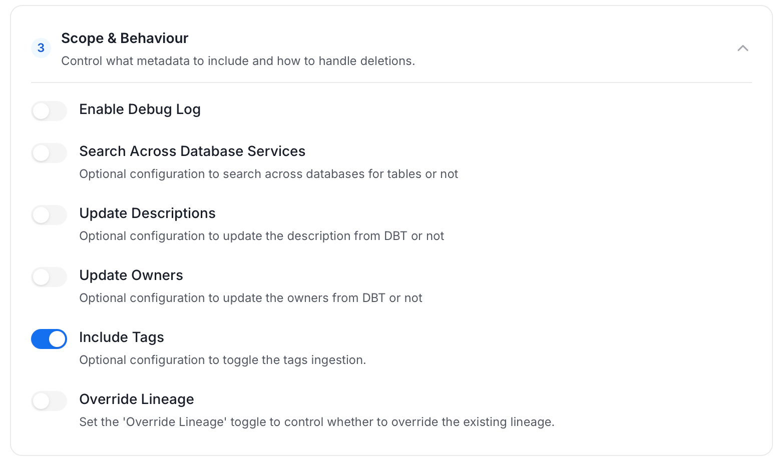 Update Descriptions toggle