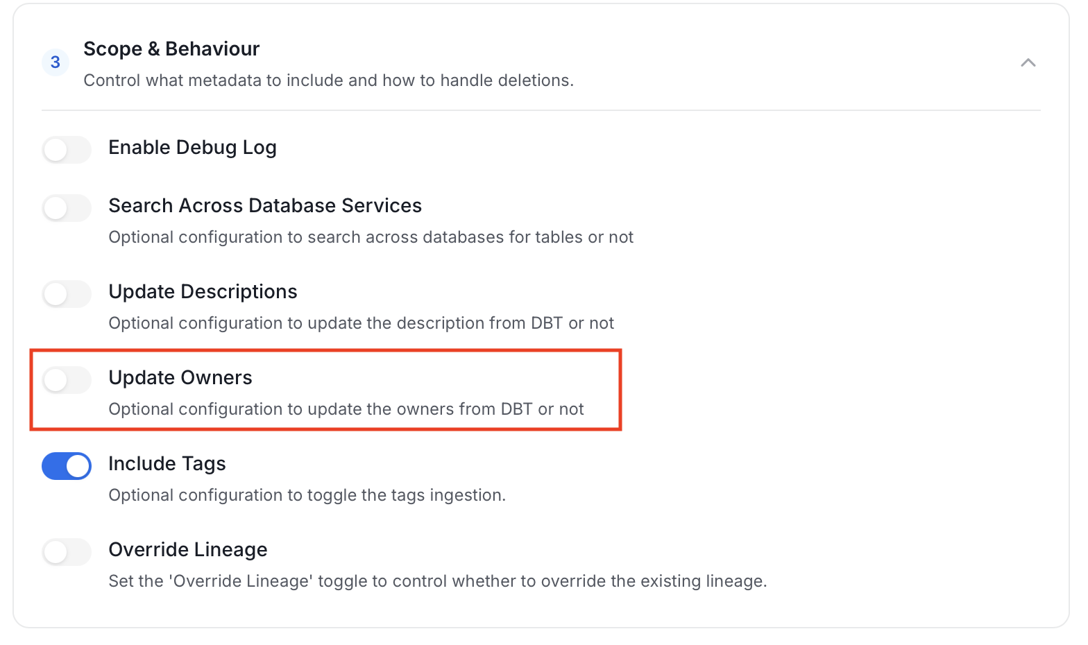 Update Owners toggle