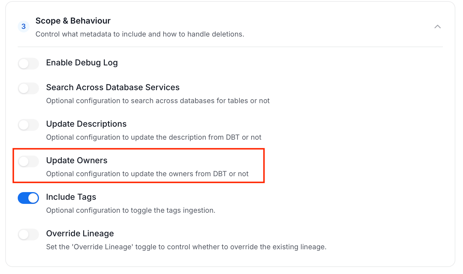 Update Owners toggle