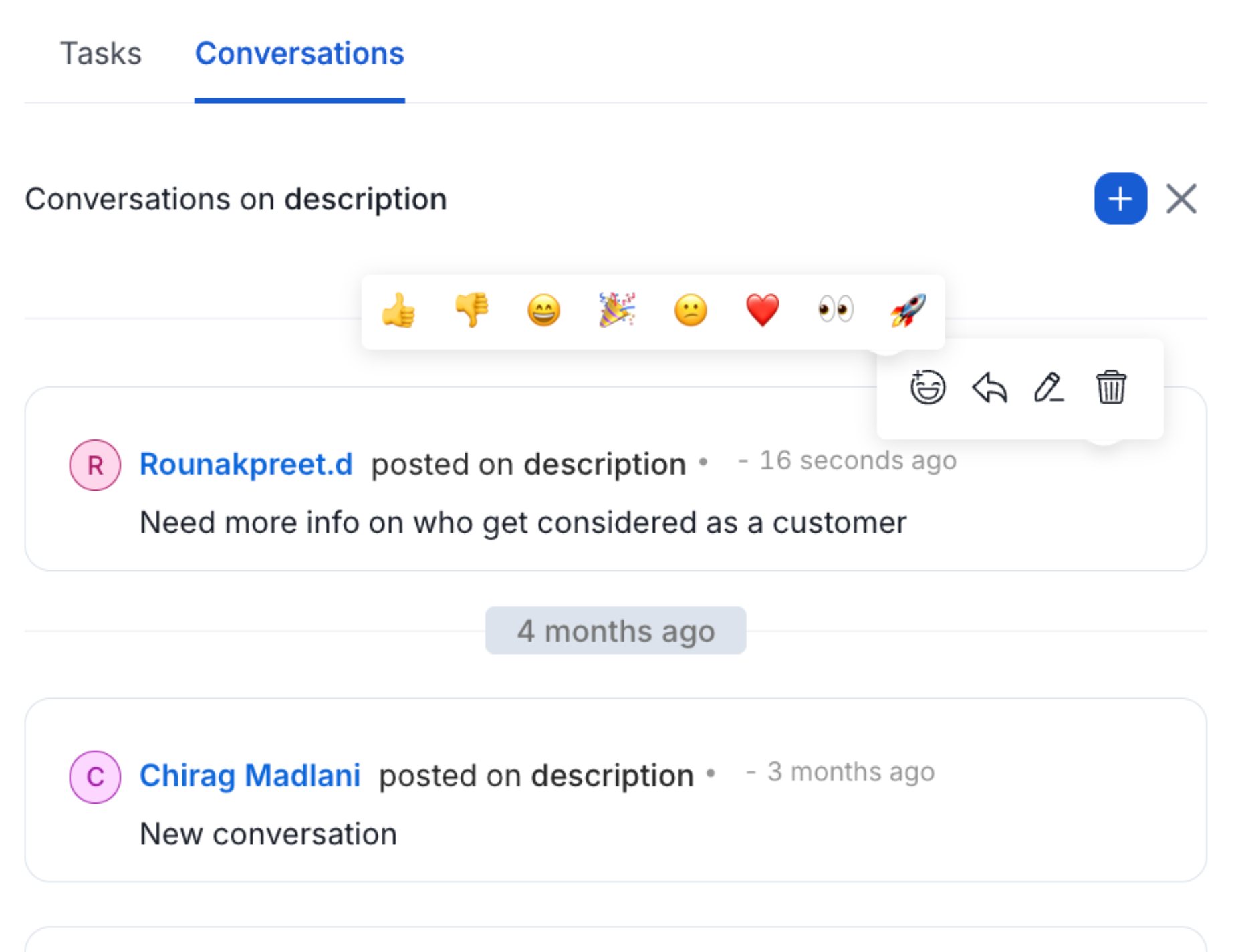 Conversation: Reply, React, Edit or Delete