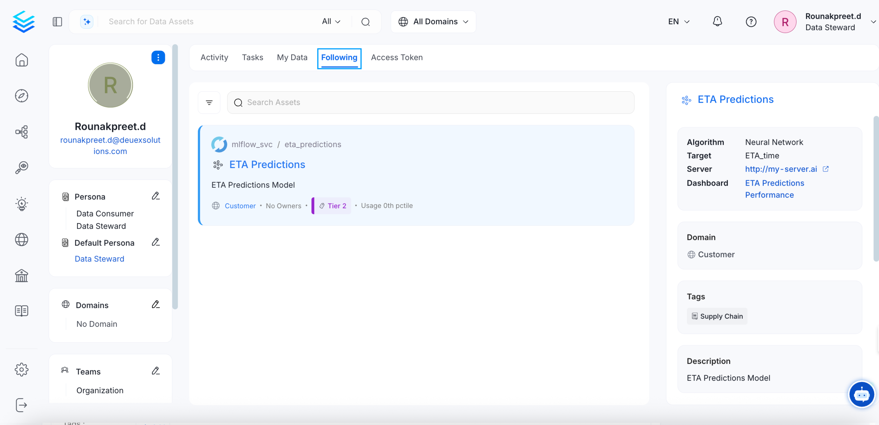 Profile Page: Following Tab