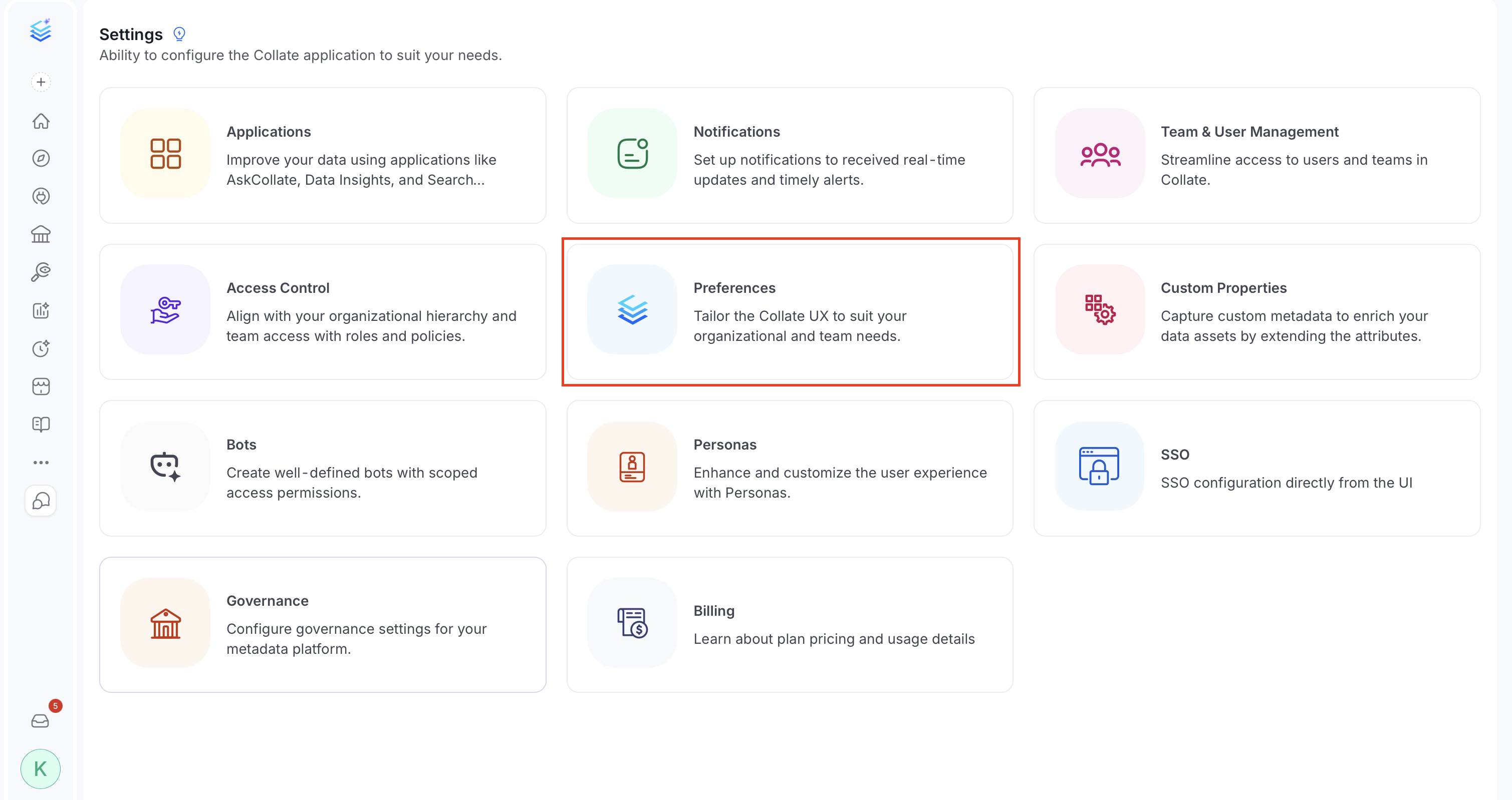 Navigate to Settings > Preferences