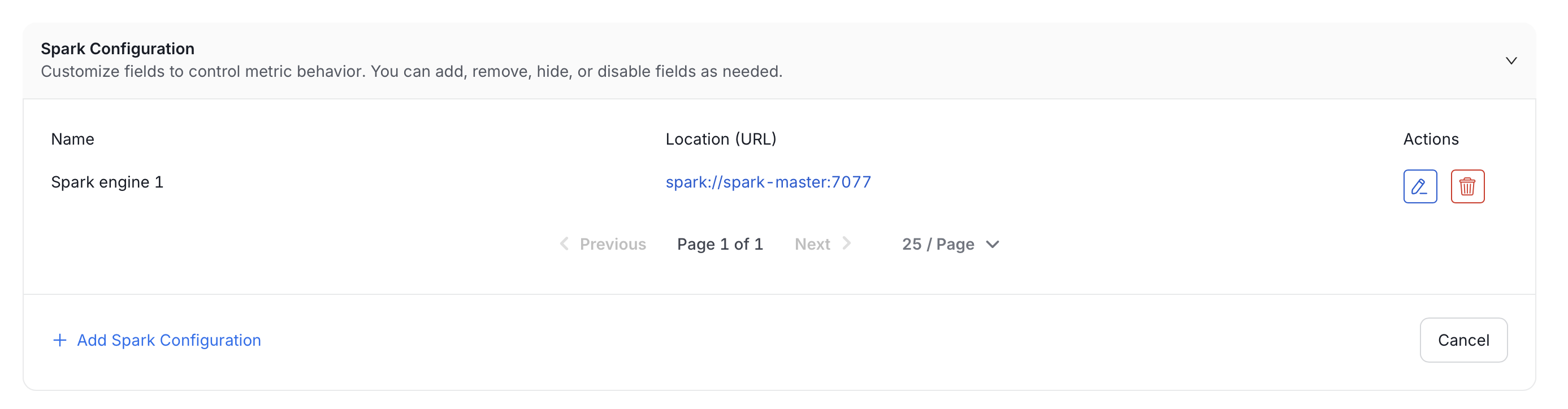Spark Configuration list