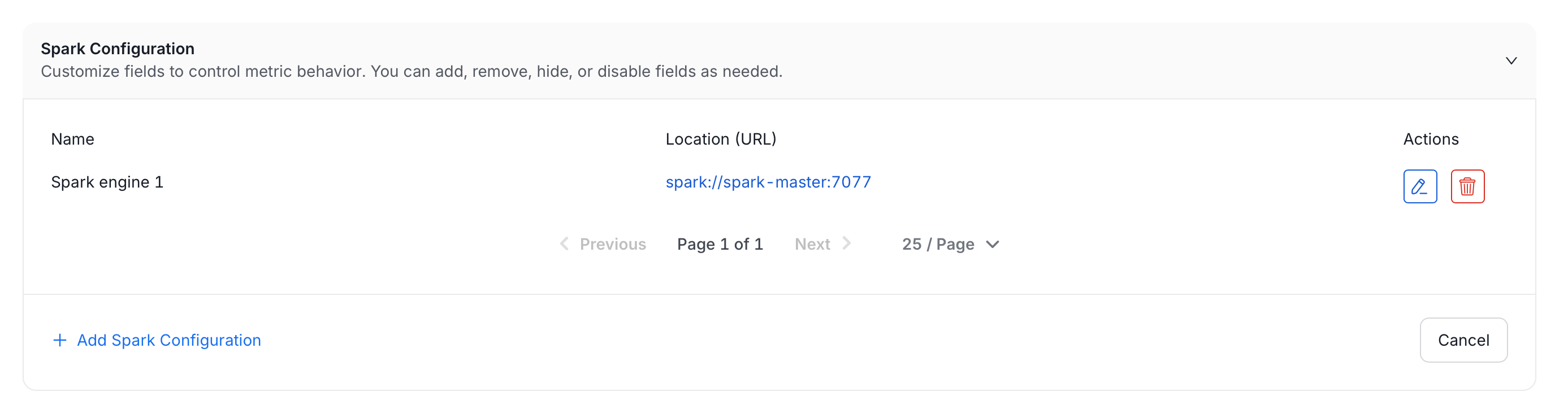 Spark Configuration list