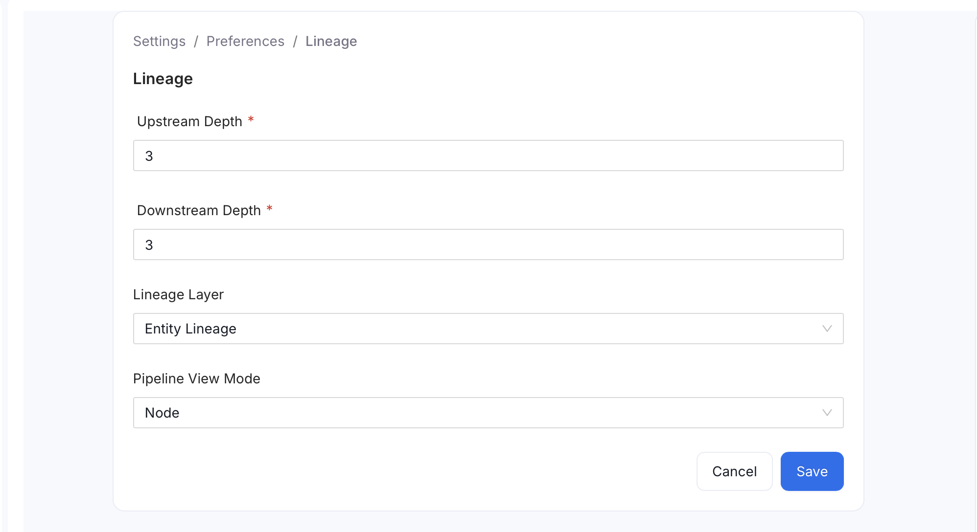Edit Lineage form