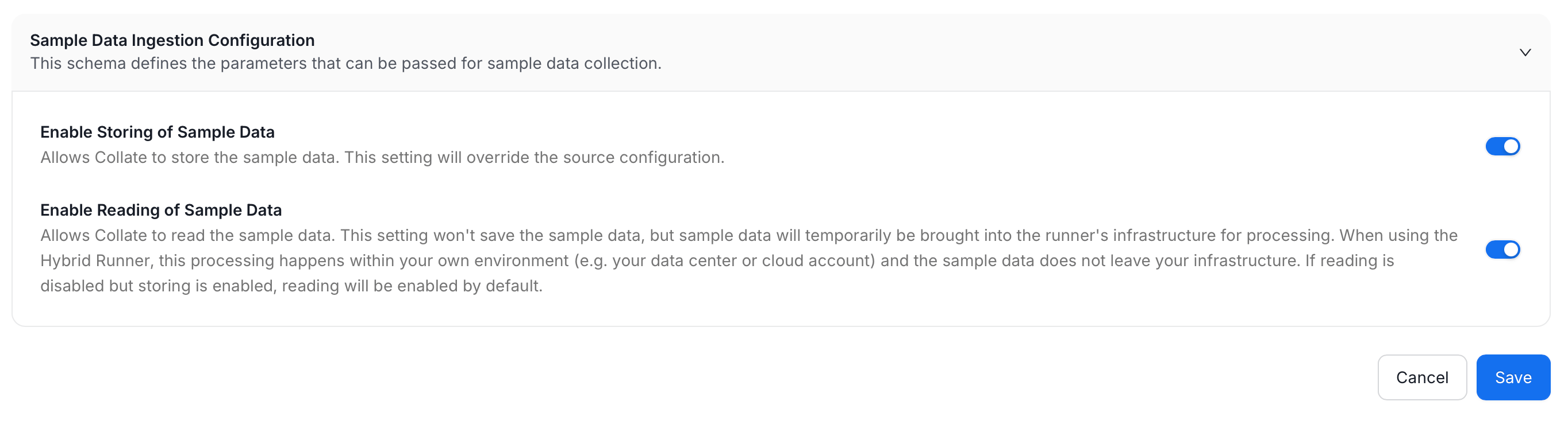 Sample Data Ingestion Configuration