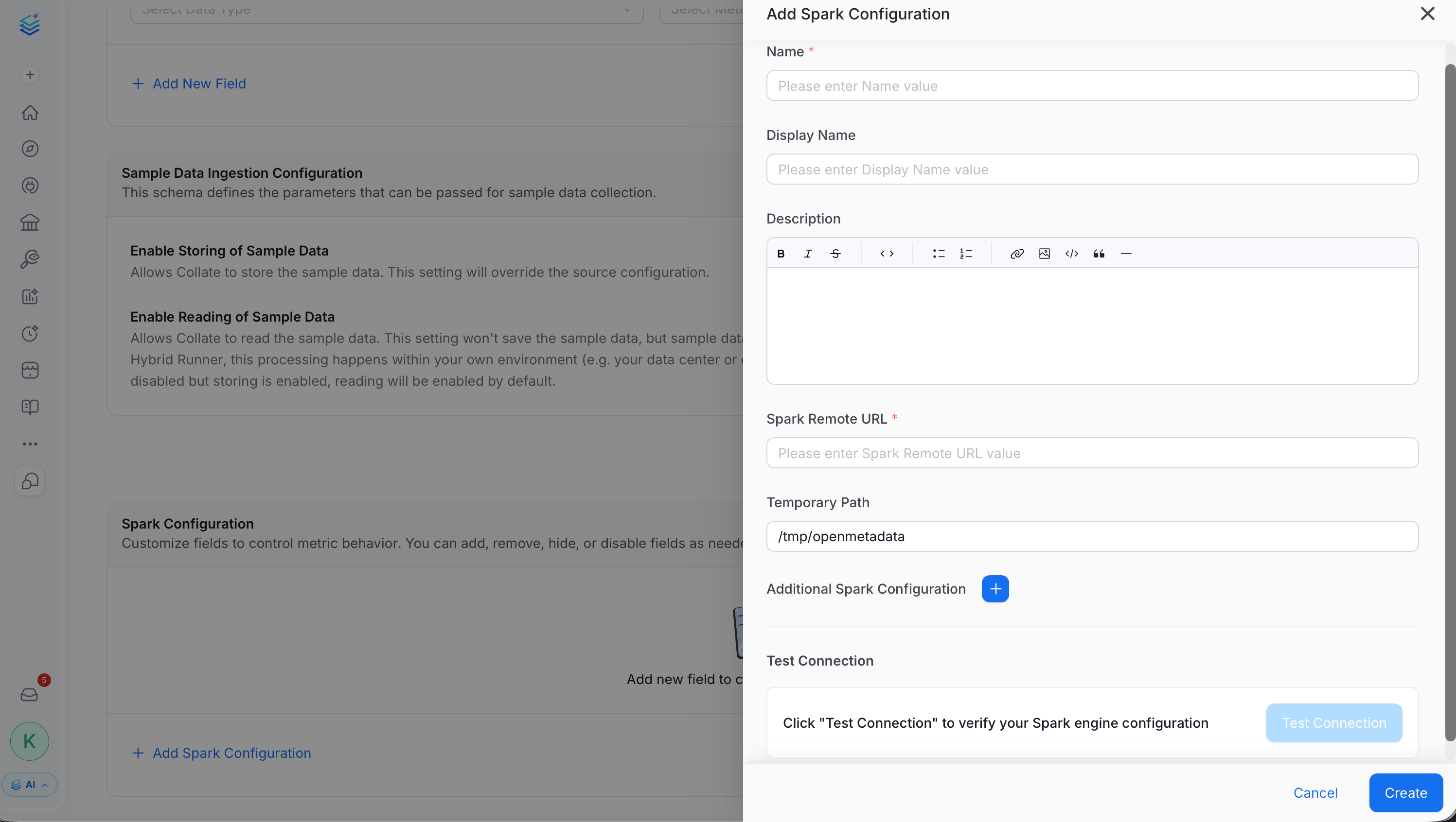 Add Spark Configuration form