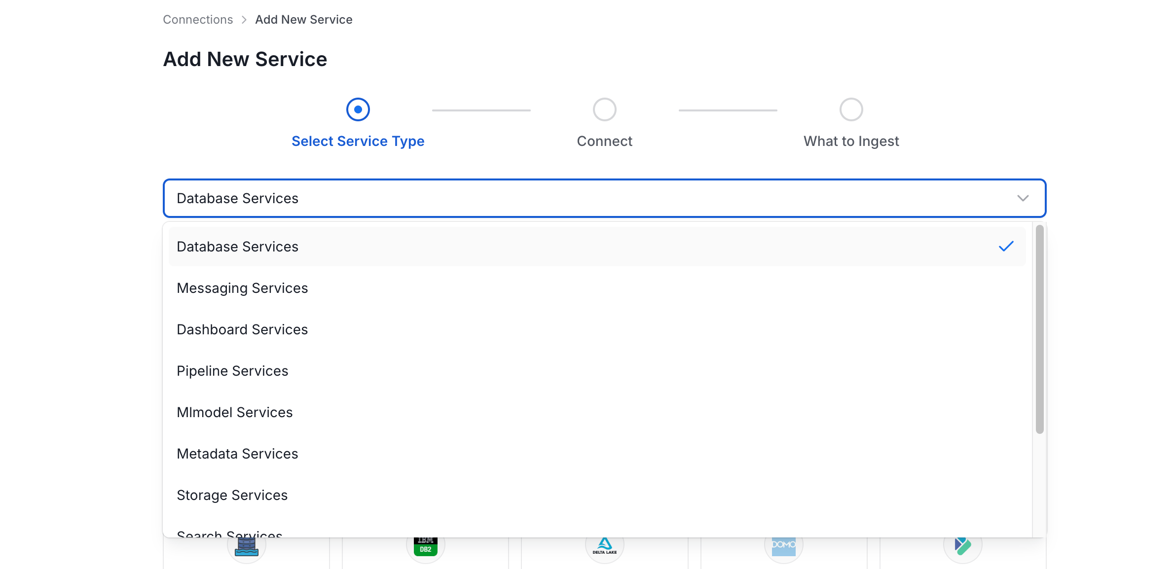 Selecting Service Type