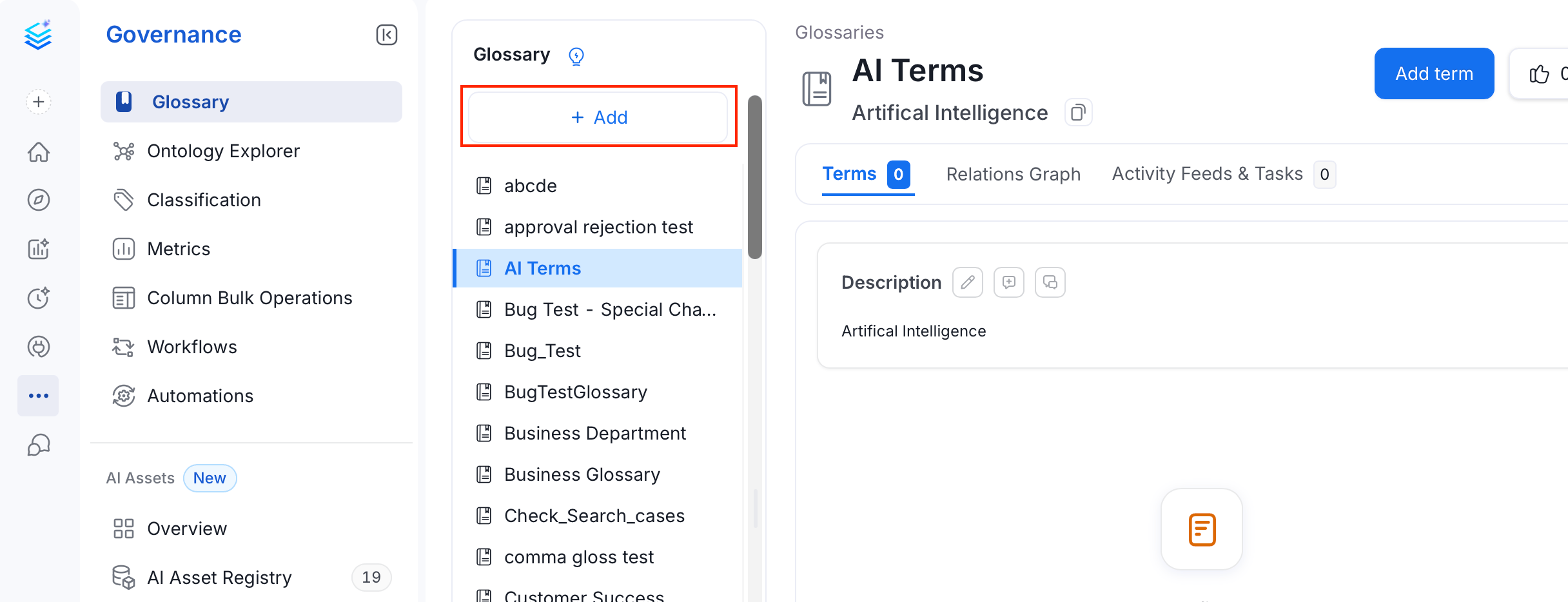 Add a New Glossary