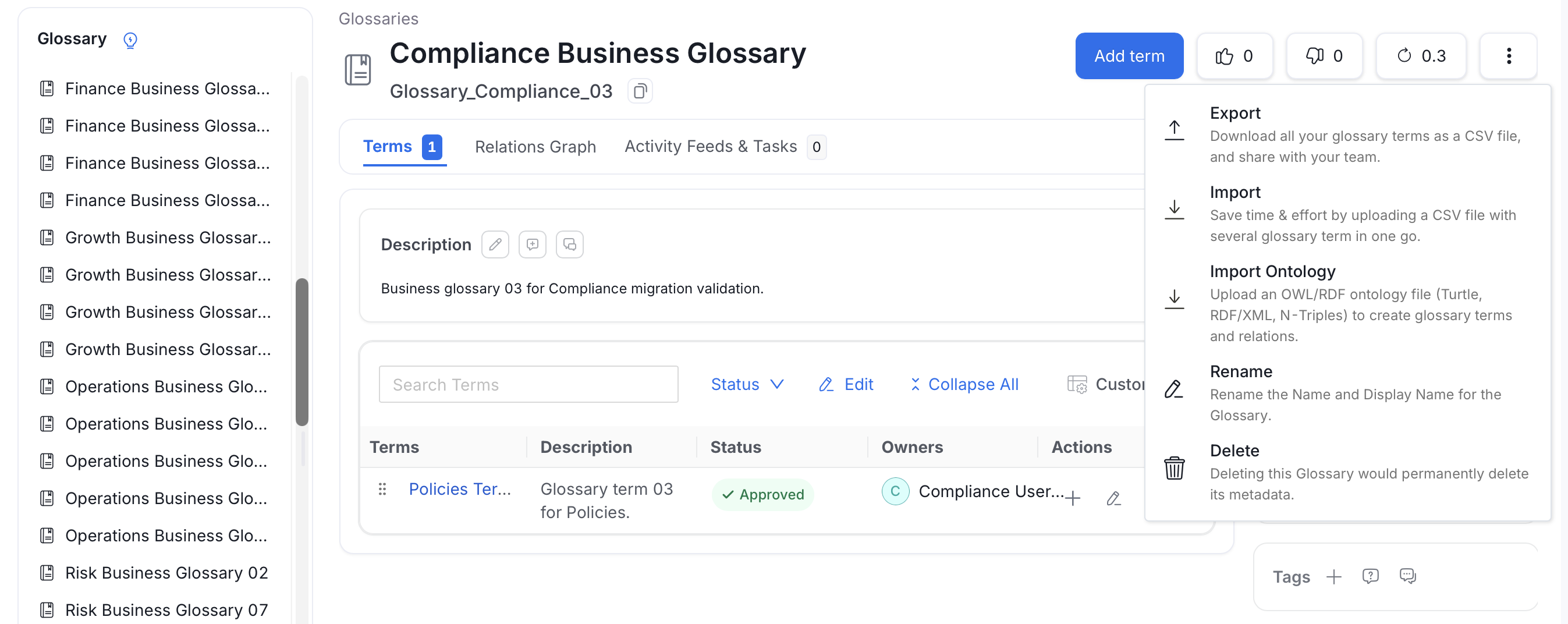 Export Glossary File