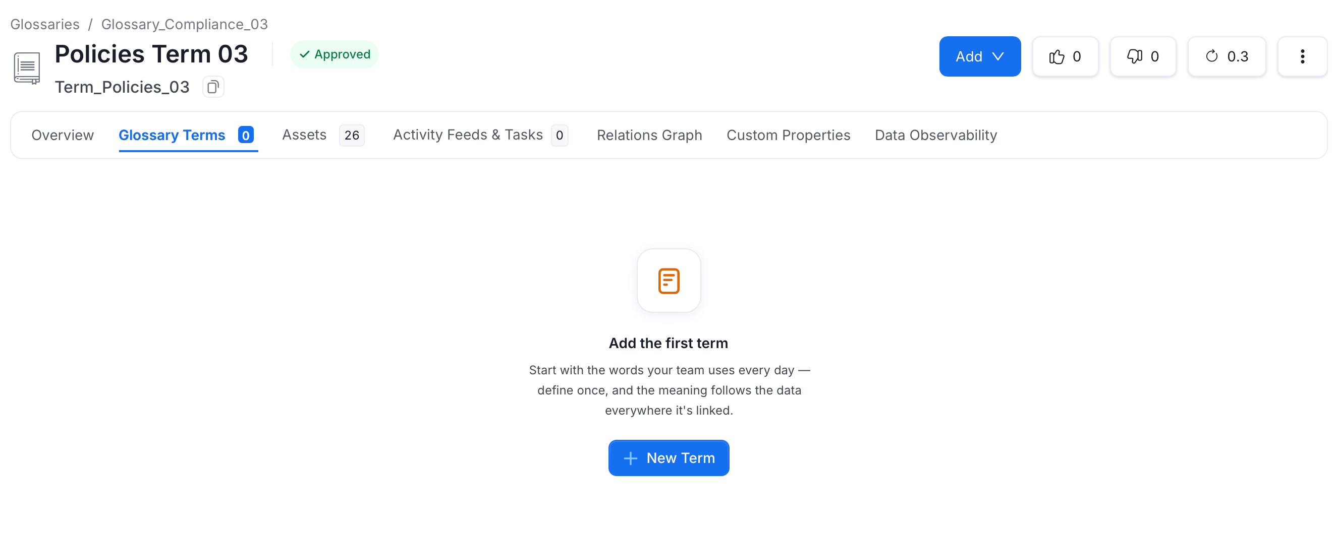 Glossary Terms Tab
