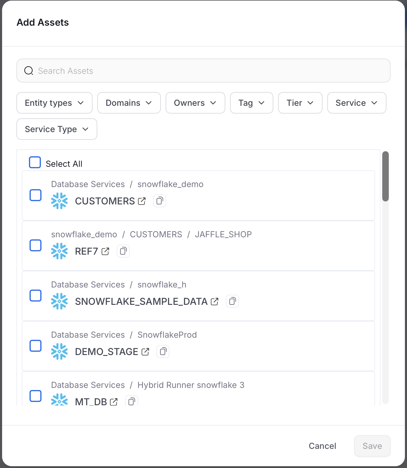 Search and Filter Assets