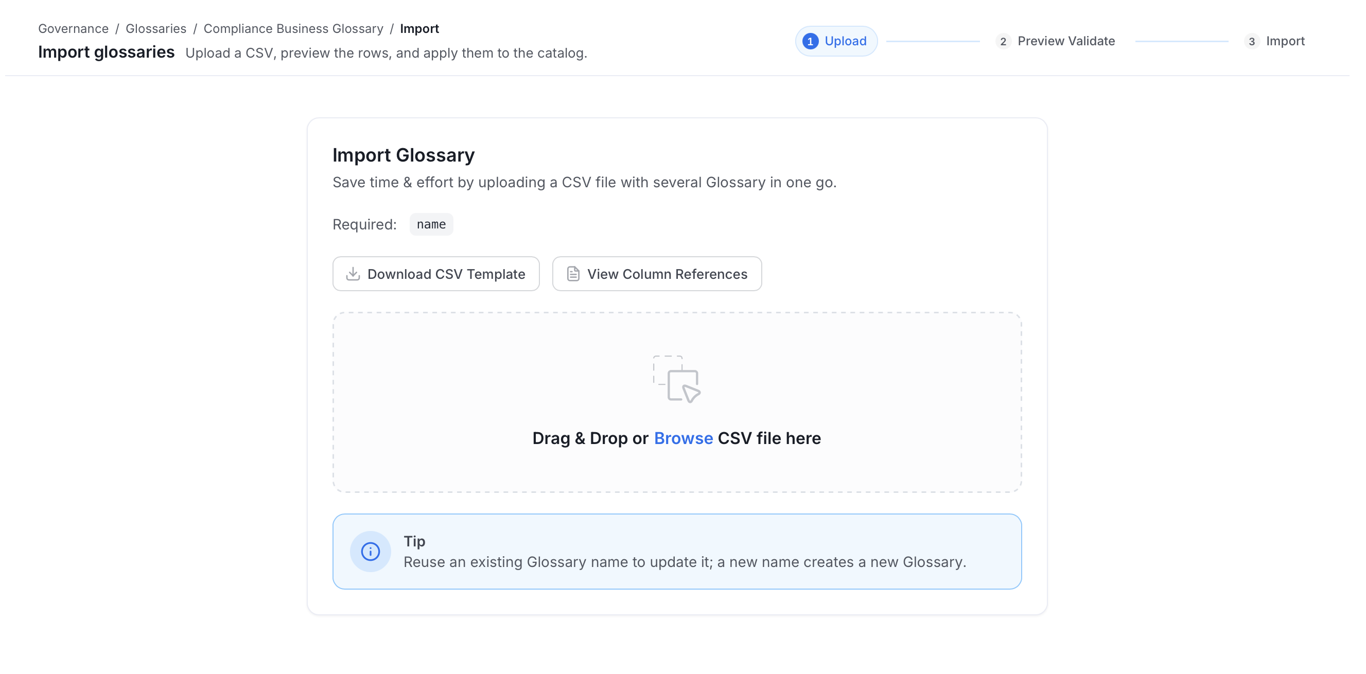 Upload Glossary File