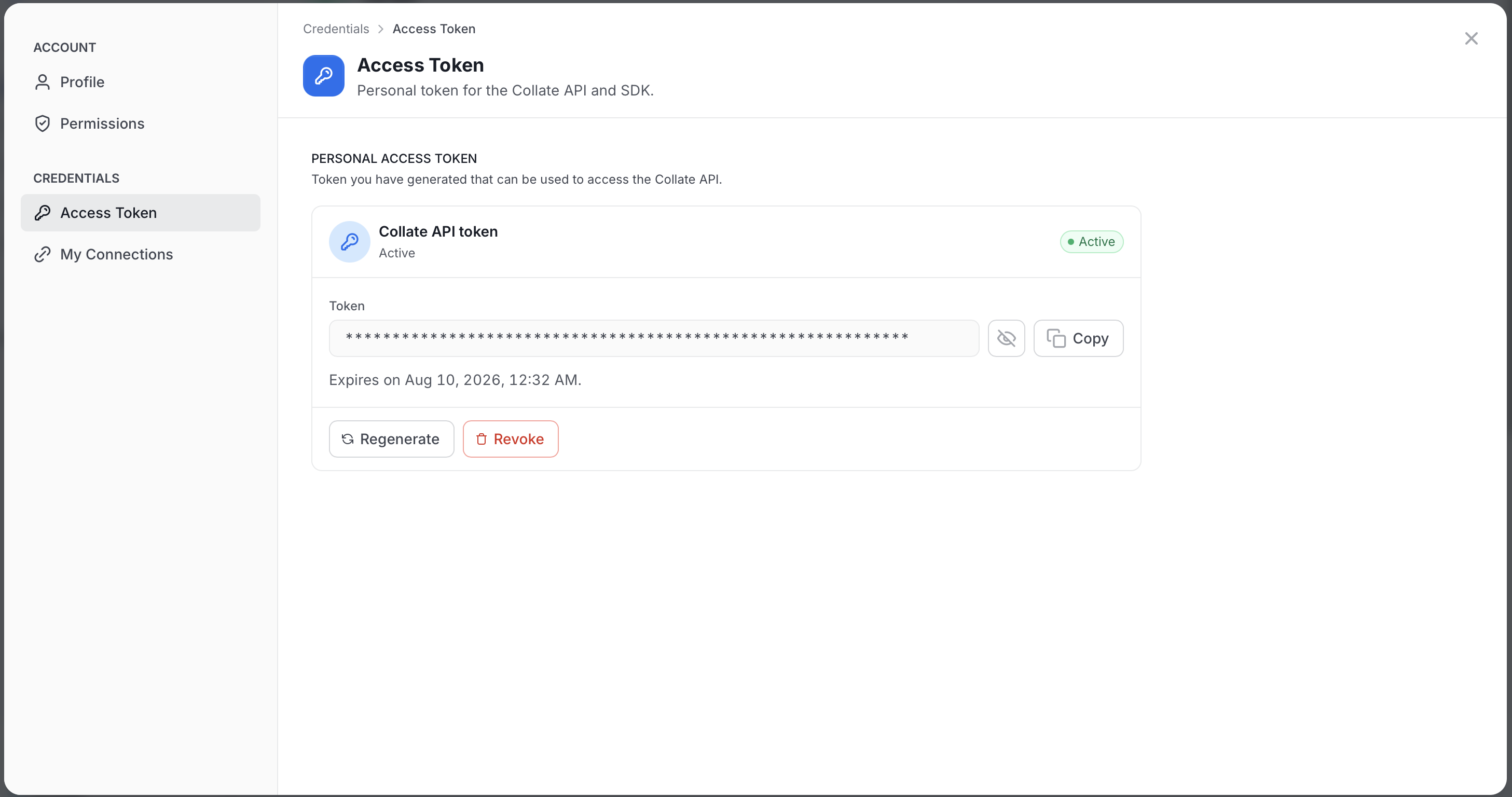Copy acess token