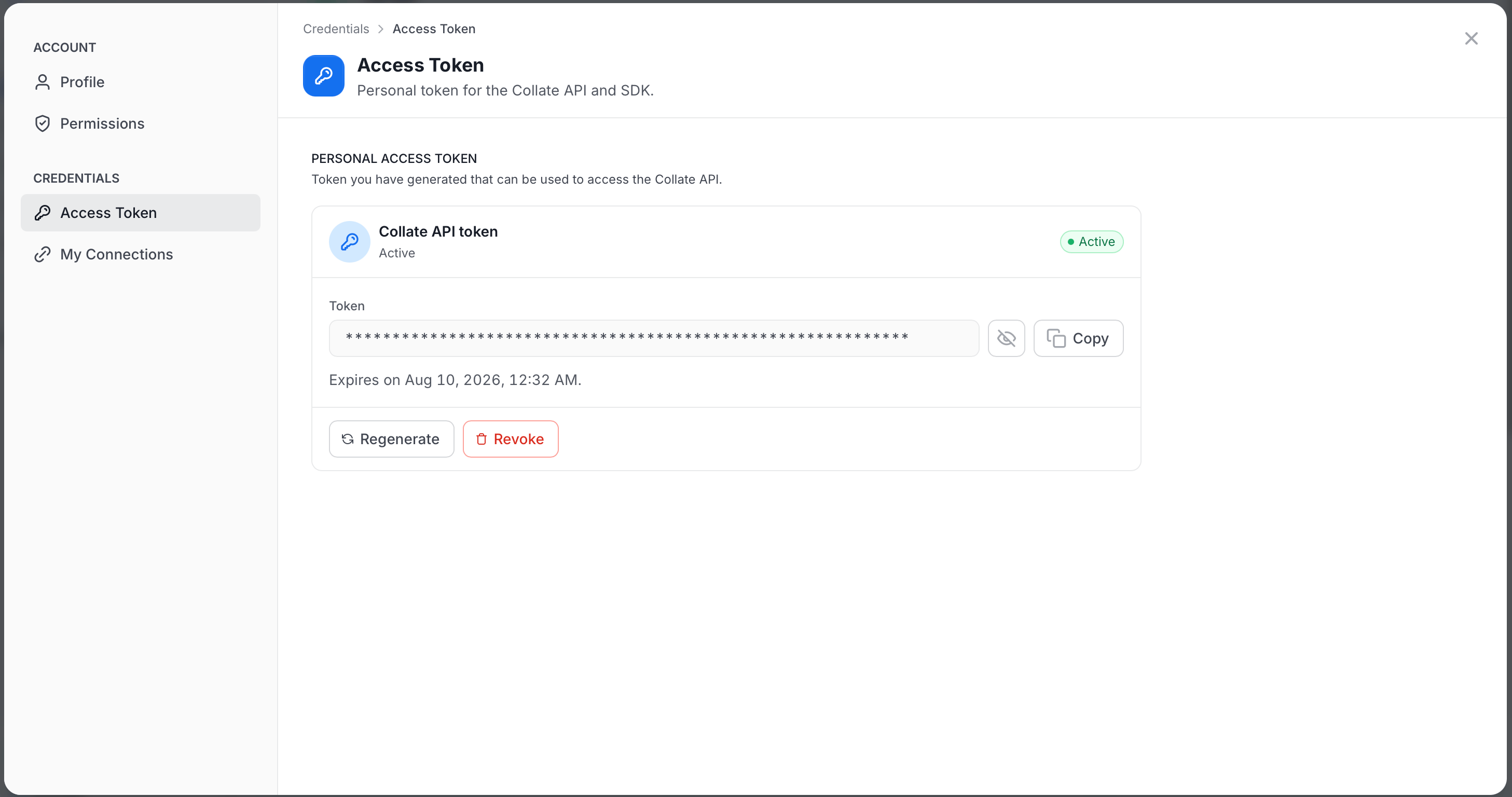 Copy acess token