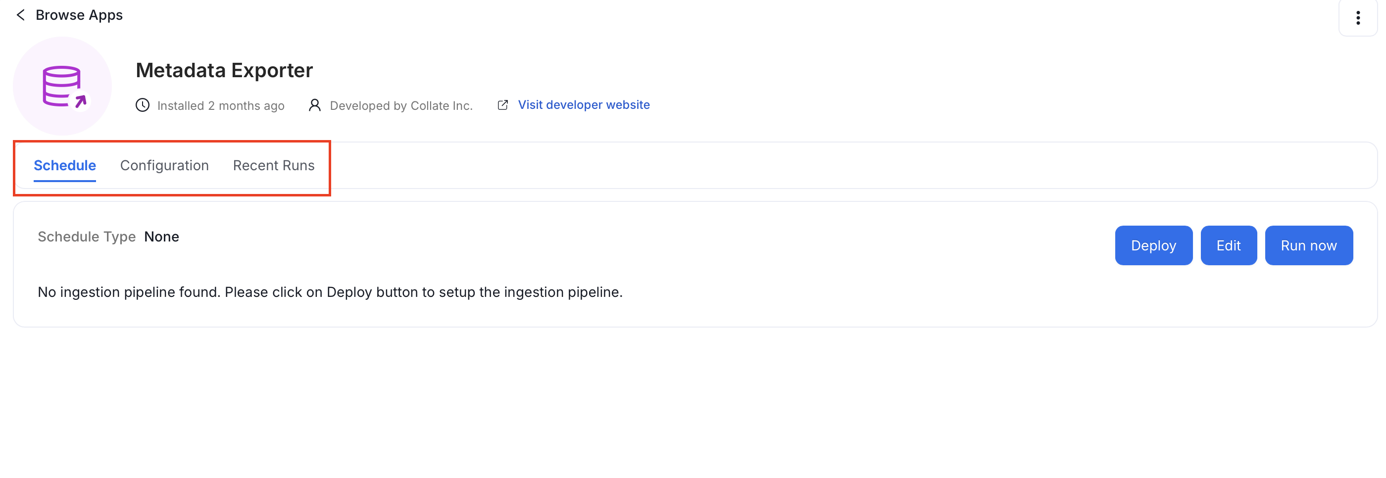 Metadata Exporter Tabs